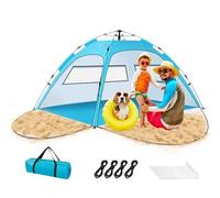 Beach Tent Large 3-4 Person, Pop Up Beach Tents with Two Doors & Two Windows for Adults and Kids, Portable Automatic Instant Sun Shelter Tent UV 50+ UPF50+, Beach Tent Pop Up for Garden Picnic