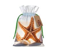 Beach Theme Christmas Drawstring Gift Bag Santa Sack With Cards