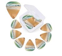 Beach Theme Guitar Picks 12 Pack 3 Different Thickness Celluloid Guitar Plectrums with Guitar Pick Storage Box Personalized Guitar Pick for Acoustic Guitar Picks