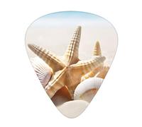 (Beach Theme) Guitar Picks Set Of 12 With Transparent Plastic Box For Bass Electric And Acoustic Guitars Ukulele