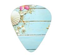 Beach Theme Seashells 12-Pack Guitar Picks Set â€“ Unique Single-Sided Printed Picks With Abs Material For Acoustic, Electric Guitars & Ukuleles