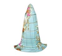 (Beach Theme Seashells) Print Hooded Cape For Teenagers Costume Party, Halloween Hooded Cape Soft and Elastic,L