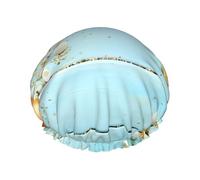 Beach Theme Seashells Print Shower Cap â€“ Reusable, Double Layer, with Elastic Band â€“ Perfect for Home, Spa, Hotel, and Travel