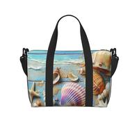 Beach Theme Seashells Print Travel Duffel Bag, Lightweight Water-Resistant Weekender Spacious Gym & Travel Bag for Men, Women & Teens