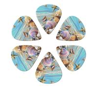 Beach Theme Seashells Printed Guitar Picks -6 Pcs Guitar Picks Plectrum,Guitar Accessories,Electric Guitar Pick, Bass & Ukulele 0.96mm