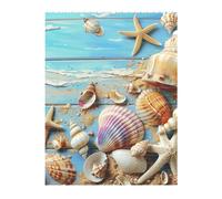 Beach Theme Seashells Printed Jigsaw Puzzle 16.7x22.3 CM, Rectangular Puzzle Challenging Game for Adults Gifts, Family Fun Decorative Wall Decor