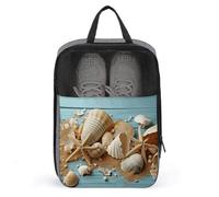 Beach Theme Seashells Shoe Bag Travel Shoe Organizer Water-Resistant Shoe Pouch with Zipper Sneaker Dust Bag, gray, One Size, Modern