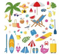 Beach Theme Window Clings Decals Summer Palm Tree Static Stickers PVC Waterproof Reusable Tropical Decor for Home Office Store Shopping Mall Glass 4 Sheets