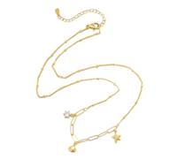 Beach Themed Clavicle Chain Starfishes Shell Charm Necklace With Zircon Adjustable Length Neckchain Stylish Jewelry Women Fashion Necklace