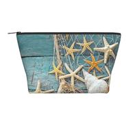 Beach Themed Conch Shell Starfish & Fishing Net, Toiletry Pouch Makeup Bag Cosmetic Bag Portable Travel Toiletry Bag