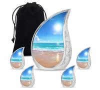 Beach Themed Cremation Urns for Human Ashes Adult Male - Blue Teardrop Urn for Human Ashes Mom - Small Urns for Dad - Large Urn for Adult 1 Large and 4 Small