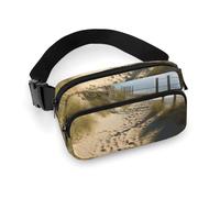 Beach Themed Fanny Pack for Women Men Waist Bag Belt Bag Adjustable Casual Bag for Travel Sports Hiking, white, 7.9x5.1inches