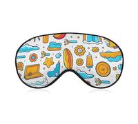 Beach Themed Graphics Sleep Mask with Adjustable Strap, Comfortable & Soft Eye Mask for Sleeping Light Blocking, Lightweight & Breathable Eye Cover for Men Women