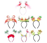 Beach-Themed Headbands For Women, 7X Hawaiian Tropical Floral Hair Bands, Seaside Head Piece For Dance Events Teenagers Bar Activities