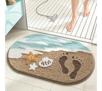 Beach-Themed Ultra-Plush Bath Mat, Wave Sand Shells Bathroom Rugs with Non-Slip Backing, Absorbent Microfiber Starfish Bath Rug, Machine Washable Coastal Bath Mats for Home Decor 20"x31" Starfish-B)