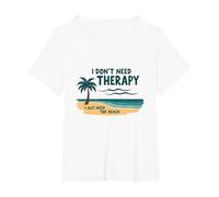 Beach Therapy Quote: Tropical Vacation Relaxation T-Shirt, Women's Plus, White, 1X