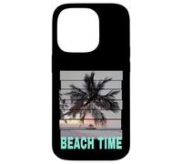 Beach time vintage Pier with palm tree sea and sunset Case for iPhone 14 Pro