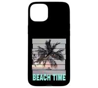 Beach time vintage Pier with palm tree sea and sunset Case for iPhone 15 Plus