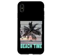 Beach time vintage Pier with palm tree sea and sunset Case for iPhone XS Max