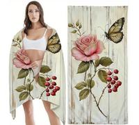 Beach Towel 100x150 cm Extra Large Microfibre Beach Towels for Adults, Rose Lightweight Quick Dry Travel Swim Bath Towel with Bag, Absorbent Towels for Women Men Holiday Essentials Butterfly Z-11721