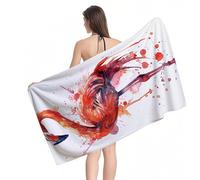 Beach Towel 100x180cm Extra Large Microfibre Towel for Adult, Sand Free Beach Towels Orange Crane Pattern with Net Bag, Quick Dry Gym Towels Men, Lightweight Compact, Beachs Accessories, Gifts Y1-835