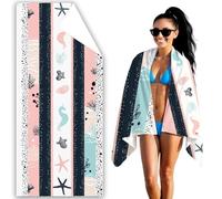 Beach Towel 100x200 CM Microfibre Beach Towels for Adults Türkiye Sand Free Microfibre Towel Northern Europe Travel Towels With Net Bag, Absorbent Quick Dry Pool Swimming Summer Holiday Travel F2-82