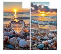 Beach Towel 100x200cm 2 Pack, Extra Large Beach Towels for Adults Heart, Sand Free Microfibre Towel Sunset Bath Towels With Net Bag, Absorbent Quick Dry for Swimming Holiday Beachs Accessoies VQ-884