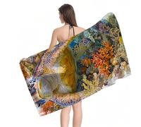 Beach Towel 100x200cm Extra Large Microfibre Towel for Adult, Sand Free Beach Towels Coral Turtle Pattern with Net Bag, Quick Dry Gym Towels Men, Lightweight Compact, Beachs Accessories, Gifts Y1-973
