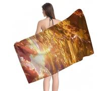 Beach Towel 100x200cm Extra Large Microfibre Towel for Adult, Sand Free Beach Towels Sunrise Scenery Pattern with Net Bag, Quick Dry Gym Towels Men, Lightweight Compact, Beachs Accessories Y1-967