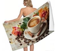 Beach Towel 160 x 80 cm Coffee Rose Cinnamon Quick Dry Large Microfibre Towels for Beach brown Printed Bath Sheets Bath Towels for Adults and Kids