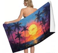 Beach Towel 160 x 80 cm Ocean Sunrise Palm Tree Quick Dry Large Microfibre Towels for Beach Painting Printed Bath Sheets Bath Towels for Adults and Kids