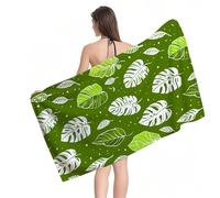 Beach Towel 60x120cm Extra Large Microfibre Towel for Adult,Sand Free Beach Towels Green Leaves Pattern with Net Bag,Quick Dry Gym Towels Men,Lightweight Compact,Beachs Accessories for Family Y1-887