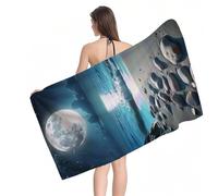 Beach Towel 60x120cm Extra Large Microfibre Towel for Adult, Sand Free Beach Towels Moon Sky Pattern with Net Bag, Quick Dry Gym Towels Men, Lightweight Compact, Beachs Accessories for Family Y1-927