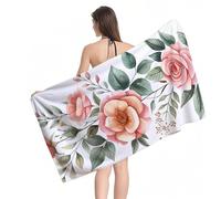 Beach Towel 60x120cm Extra Large Microfibre Towel for Adult, Sand Free Beach Towels Rose Plant Pattern with Net Bag, Quick Dry Gym Towels Men, Lightweight Compact, Beachs Accessories for Family Y1-857
