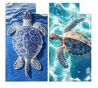 Beach Towel 70x140cm 2 Pack, Extra Large Beach Towels for Adults Sea Turtles, Sand Free Microfibre Towel Sea Bath Towels With Net Bag, Absorbent Quick Dry for Swimming Holiday Travel Beachs VQ-850