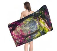 Beach Towel 70x140cm Extra Large Microfibre Towel for Adult, Sand Free Beach Towels Forest Pattern with Net Bag, Quick Dry Gym Towels Men, Lightweight Compact, Beachs Accessories for Family Y1-947