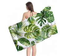 Beach Towel 70x140cm Extra Large Microfibre Towel for Adult, Sand Free Beach Towels Leaf Pattern with Net Bag, Quick Dry Gym Towels Men, Lightweight Compact, Beachs Accessories for Family Y1-877
