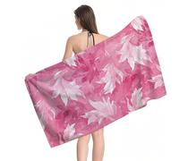 Beach Towel 70x140cm Extra Large Microfibre Towel for Adult, Sand Free Beach Towels Pink Maple Leaf Pattern with Net Bag, Quick Dry Gym Towels Men, Lightweight Compact, Beachs Accessories Y1-695