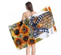 Beach Towel 70x140cm Extra Large Microfibre Towel for Adult, Sand Free Beach Towels Sunflower Maple Leaf Pattern with Net Bag, Quick Dry Gym Towels Men, Lightweight Compact, Beachs Accessories Y1-861