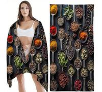 Beach Towel 75x150 cm Large Microfibre Beach Towels for Adults, Kitchen Lightweight Quick Dry Travel Swim Bath Towel with Bag, Soft Absorbent Towels for Women Men Holiday Essentials Spices Z-11787