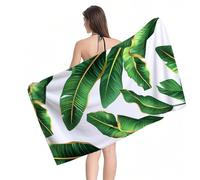 Beach Towel 75x150cm Extra Large Microfibre Towel for Adult, Sand Free Beach Towels Leaves Pattern with Net Bag, Quick Dry Gym Towels Men, Lightweight Compact, Beachs Accessories for Family Y1-875