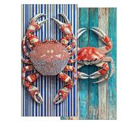 Beach Towel 80x160 cm 2 Pack, Quick Dry Microfibre Towel Travel Essentials, Sand Free Microfibre Beach Towels Crab, Lightweight Extra Large Towels for Adults Swimming Sports, Gifts for Men Women -4442