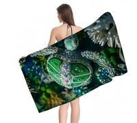 Beach Towel 80x160cm Extra Large Microfibre Towel for Adult,Sand Free Beach Towels Green Turtle Pattern with Net Bag,Quick Dry Gym Towels Men,Lightweight Compact,Beachs Accessories for Family Y1-903