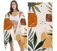 Beach Towel 80x180 cm Large Microfibre Beach Towels for Adults, Abstract Lightweight Quick Dry Travel Swim Bath Towel with Bag, Soft Absorbent Towels for Women Men Holiday Essentials Plant Z-11765
