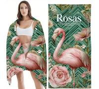 Beach Towel 80x180 cm Large Microfibre Beach Towels for Adults, Rose Lightweight Quick Dry Travel Swim Bath Towel with Bag, Soft Absorbent Towels for Women Men Holiday Essentials Flamingo Z-11801