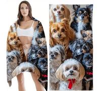 Beach Towel 90x180 cm Extra Large Microfibre Beach Towels for Adults, Animal Lightweight Quick Dry Travel Swim Bath Towel with Bag, Soft Absorbent Towels for Women Men Holiday Essentials Dog Z-11887