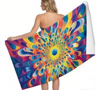 Beach Towel Abstract concentric circle pattern Quick Dry Microfibre Printed Beach Towels blue Super Absorbent Beach Towel for Swim 160 x 80 cm Soft Sand Free Lightweight