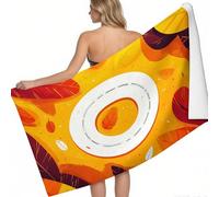 Beach Towel Abstract leaves and feathers 200 x 100 cm Extra Large Swimming Towel Orange Color Printed Super Absorbent Quick Dry Beach Pool Fitness Picnic Yoga
