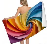 Beach Towel Abstract spiral windmill 140 x 70 cm Microfibre Towel Quick Dry orange color Printed Sand Free Compact Lightweight Pool Gym Camping