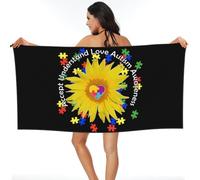 Beach Towel Accept Understand Love Autism Awareness Shower Towel Absorbent Washcloths Durability Bath Sheets For Pool Travel Swimming 80X130CM